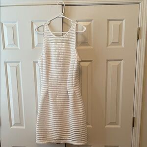 White Striped Sleeveless Dress